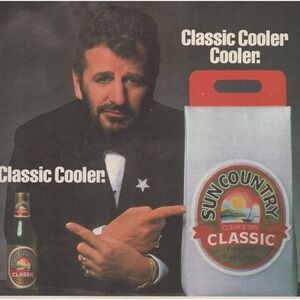1987 Ringo Starr Vintage Print Ad Sun Country Classic Wine Cooler Bar Decor